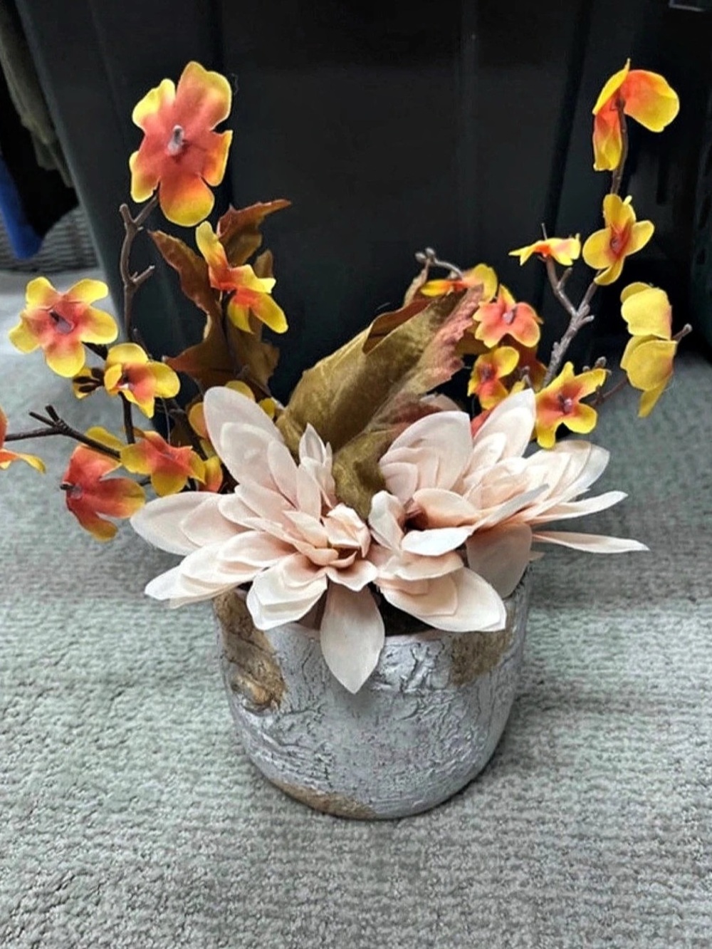 Faux Floral Arrangement in Orange & Pink